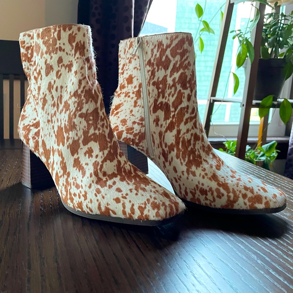 Cow print boots